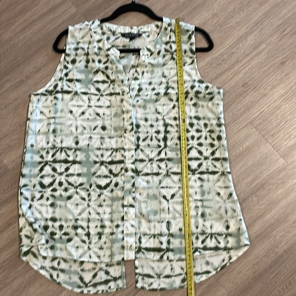 Zac & Rachel Women Tunic Large Green & White Abstract Bohemian Coastal Grandma - Picture 11 of 12